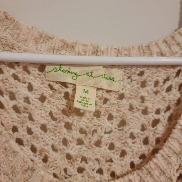 Anthropologie Staring at Stars Womens Sweater Medium Open Knit Cream Granola - Picture 3 of 6